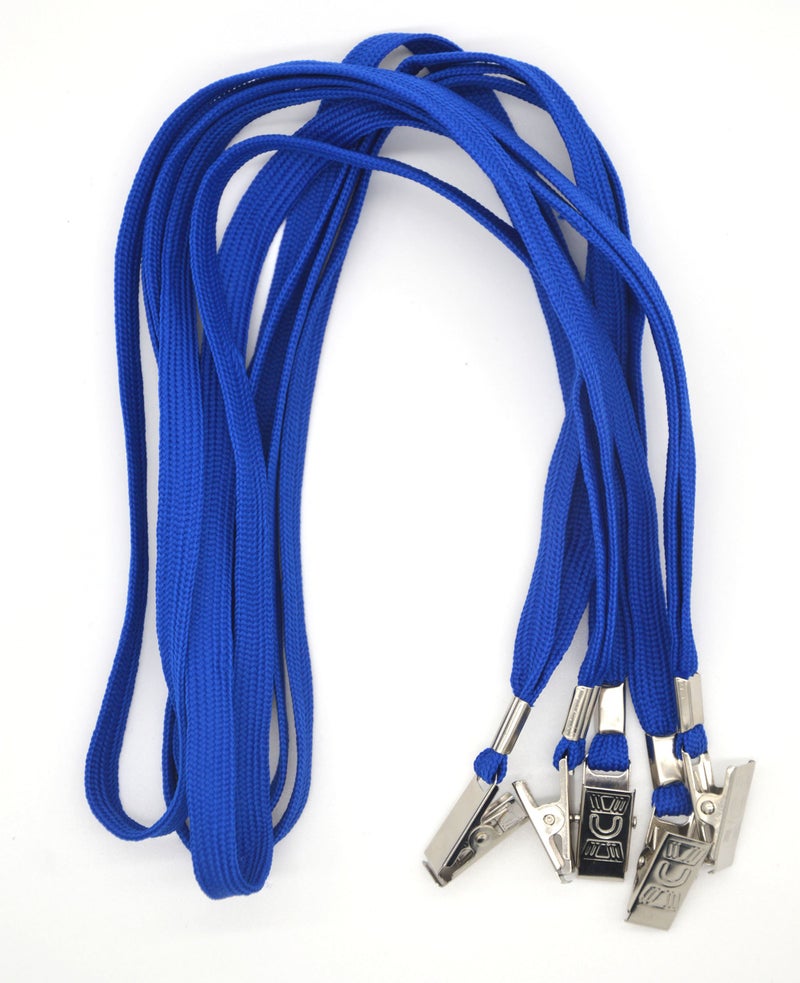 Bird FiyÂ® 50 Pcs Lanyard Bulldog Clip 32-inch Flat Braid Neck Lanyard for Id Cards/badges (Blue) - Image 2